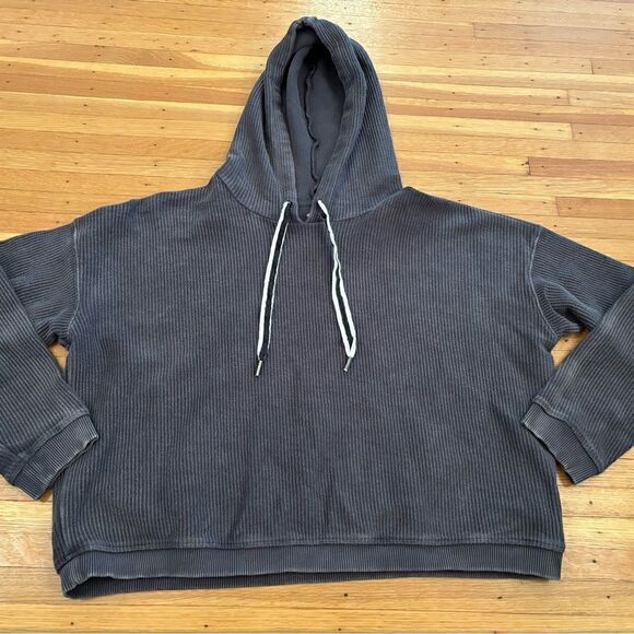 Aerie grey ribbed crop hoodie - Picture 1 of 5